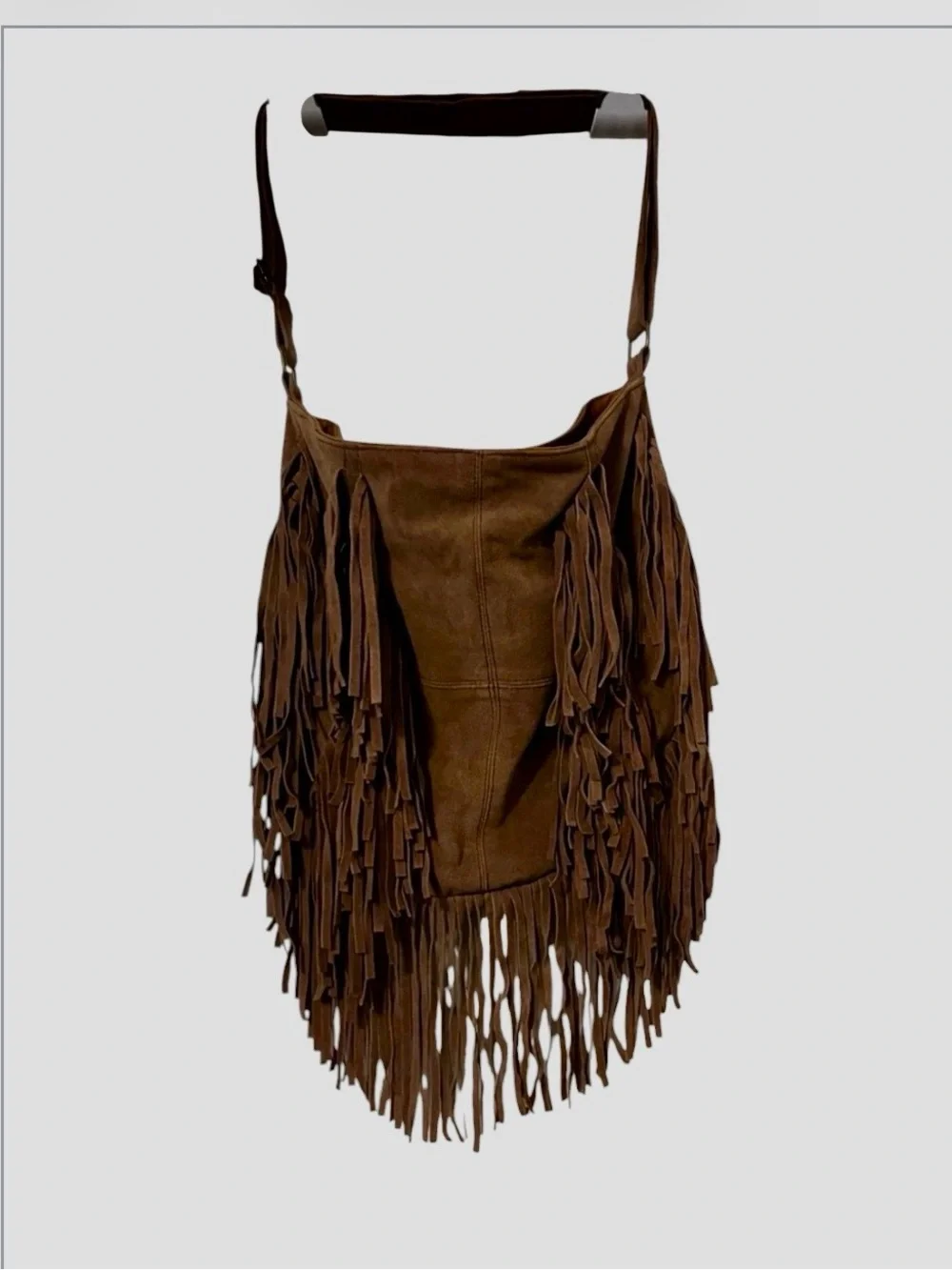 Brown Suede Women’s Unisex Fringe Crossbody Hobo Shoulder Boho Slouchy Purse Bag